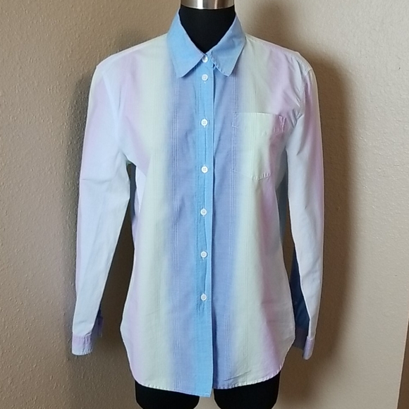 Escada Sport Long Sleeve Rainbow Button Up Shirt 40 - Picture 1 of 7